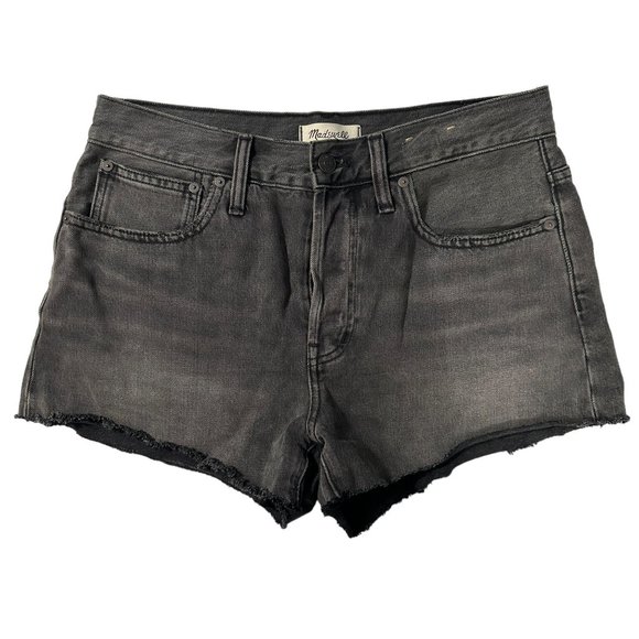 Madewell Size 28 Relaxed Denim Button Fly Cut Off Black Jean Shorts - Picture 1 of 6